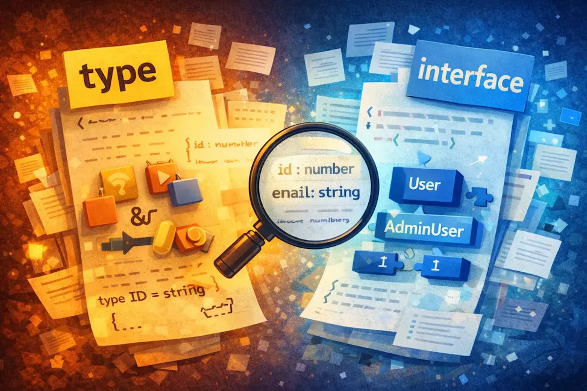 Types e interfaces parecen lo mismo, pero no lo son. Aprende cuándo usar cada uno en TypeScript con ejemplos reales y decisiones prácticas.